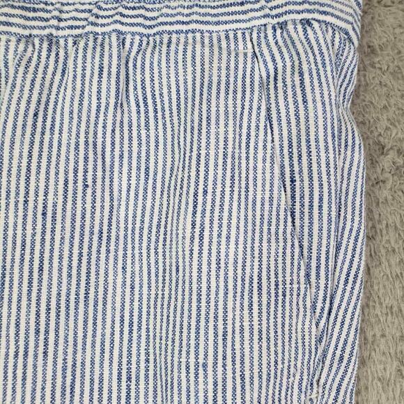 Talbots Pants Crop Linen Women’s Size 12 Blue White Striped Nantucket Lagenlook - Picture 4 of 8